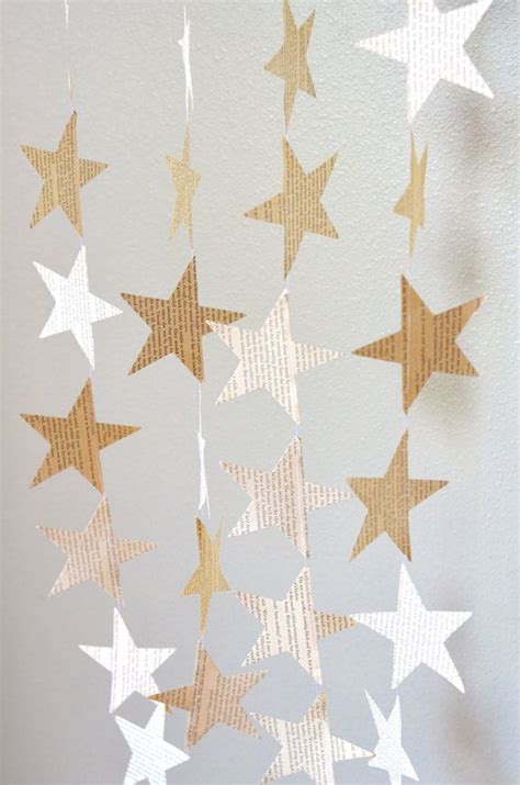 Vintage Book Paper Star Garland Perfect For Wedding Bridal Etsy