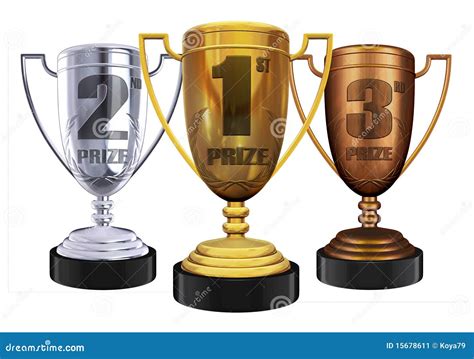 Gold Silver And Bronze Trophies Stock Image Image 15678611