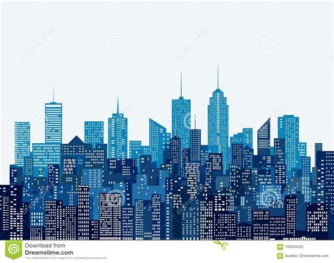 Blue Cityscape Windows Stock Vector Illustration Of Abstract 100043425