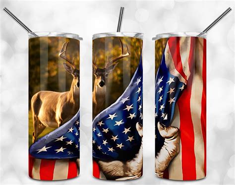 Deer Hunting American Flag 20oz Skinny Tumbler Sublimation Etsy