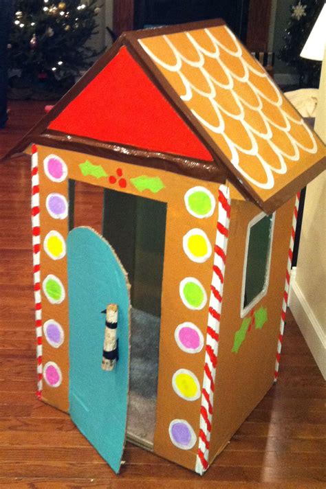 Cardboard Shipping Box Turned Into Gingerbread House Arts And Crafts