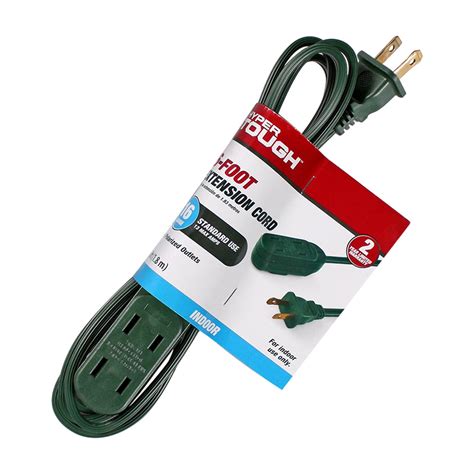 Hyper Tough 6ft 16awg 2 Prong Green Indoor Household Extension Cord