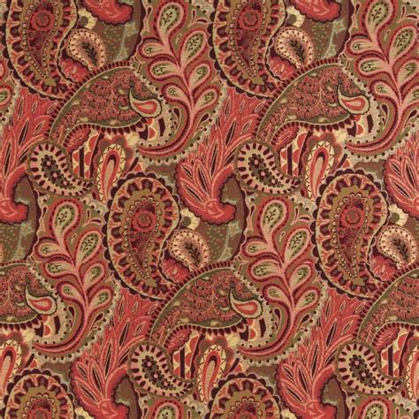 Burgundy Green And Red Paisley Contemporary Upholstery Fabric By The Yard Paisley Fabric