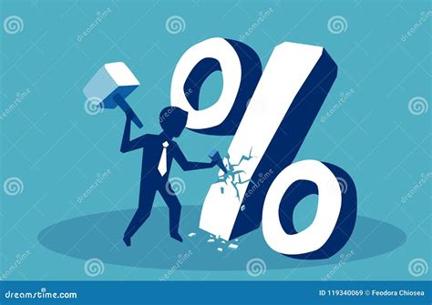 Financial Concept Business Man Breaking Down Percent Sign Stock