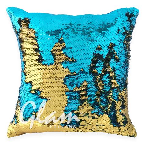 Aqua And Gold Reversible Sequin Glam Pillow Glam Pillows