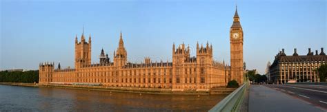 Houses Of Parliament And Big Ben Panorama From Westminster Bridge Stock