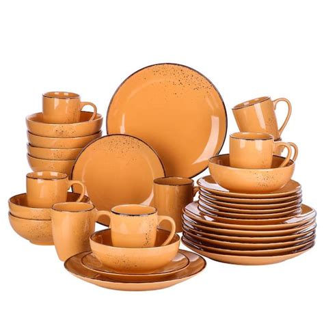 Vancasso Navia Tropical Orange 32 Piece Ceramic Dinnerware Set With