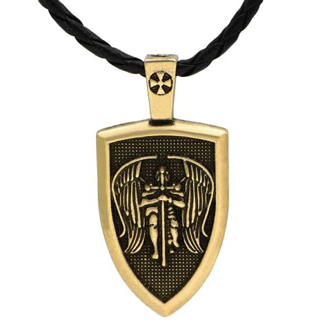 Amulet Men Necklace Archangel Stmichael Protect Me Saint Shield