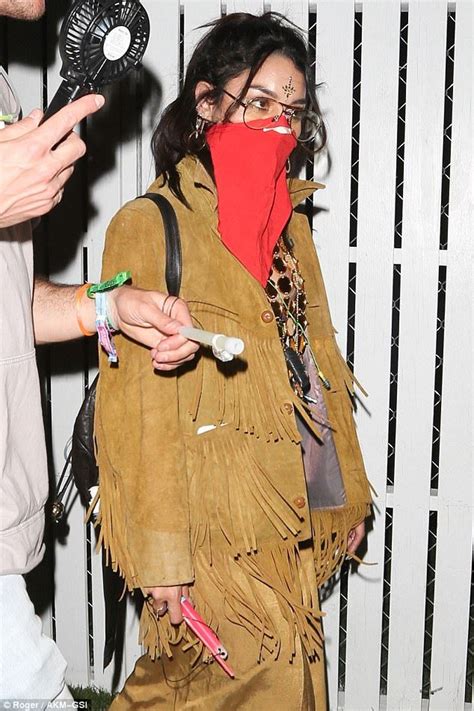 Vanessa Hudgens Covers Her Face With A Bandana At Coachella Festival Vanessa Hudgens Coachella