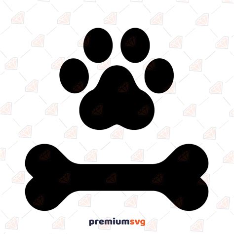 Bone And Paw Svg Cut And Clipart Files Bone And Paw Digital Download