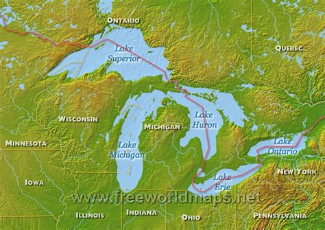 Physical Map Lake Superior Share Map