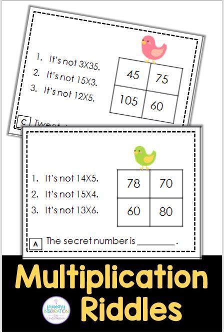 Multiplication Math Riddle Task Cards Math Task Cards Math Riddles