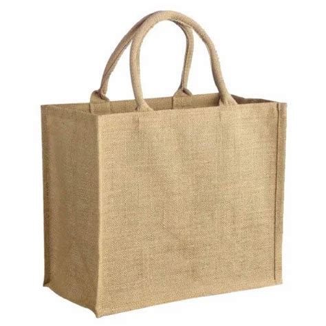 Padded Handle Natural Plain Jute T Bag Size 16 X 14 X 7 Capacity