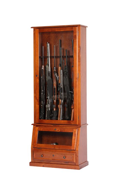 12 Gun Storage Cabinet Safe Wooden Locking Cabinetry Glass Display