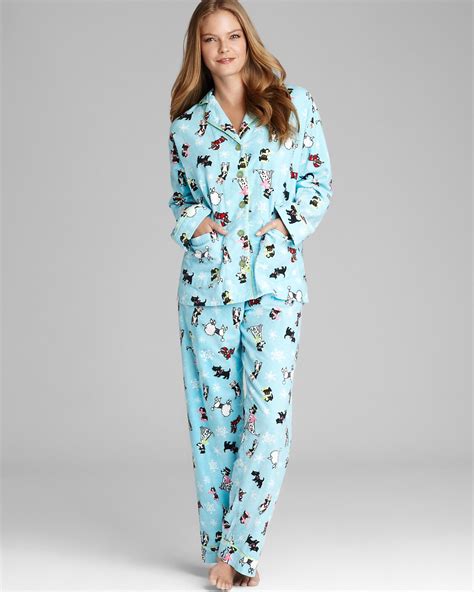 Pj Salvage Holiday Dog Print Flannel Pajama Set Bloomingdales