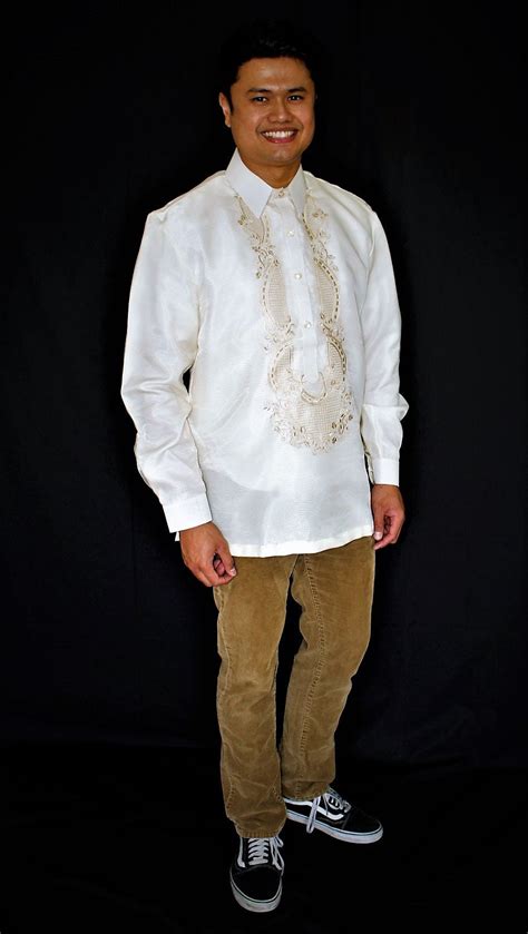 Mens Formal Wear Philippines Barong Tagalog Full Open Embroidered Jusi Cotton Blend Our