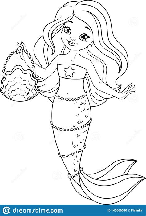 Color in this picture of a siren and others with our library of online coloring pages. Cute Mermaid Coloring Page stock vector. Illustration of ...