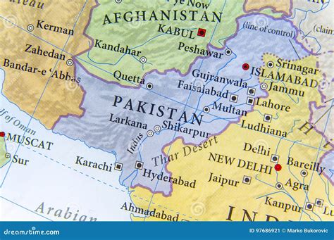 Mappa Geografica Del Pakistan Con Le Città Importanti Immagine Stock