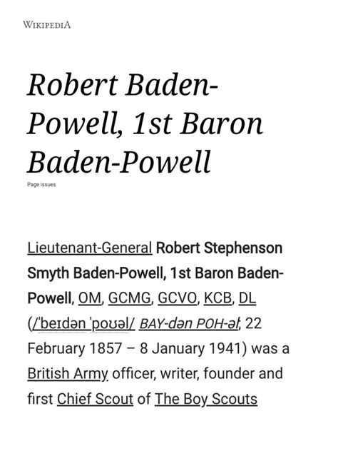 Robert Baden Powell 1st Baron Baden Powell Wikipedia Pdf Pdf