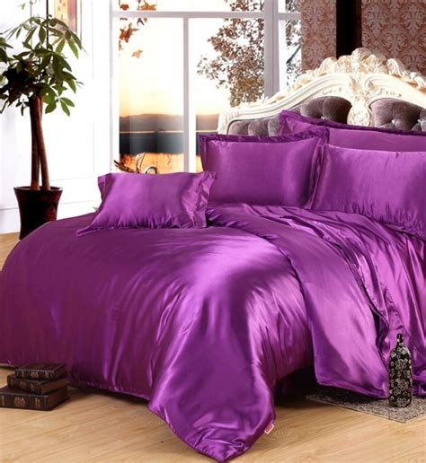 Luxury tencel silk bedding set bed set golde embroidery duvet cover bed sheet. Purple Silk Comforter sets Satin Bedding set sheets duvet ...