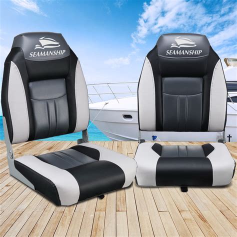 Seamanship Set Of 2 Folding Swivel Boat Seats Grey And Black Tanstella