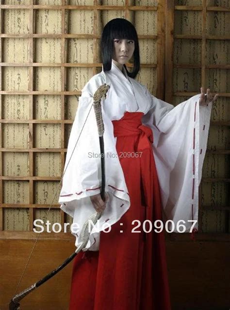 Original Edition Inuyasha Kikyo Kimono Anime Cosplay Costume White And