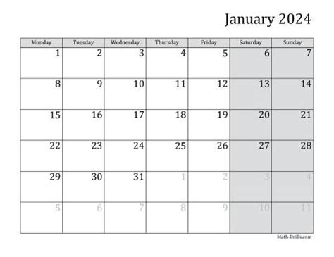 Printable January 2024 Calendar Printable Calendar 2024 Calendar Free