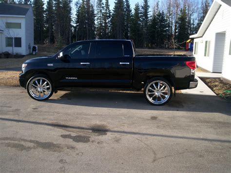 Not sure about from stock. Toyota tundra on 26 rims
