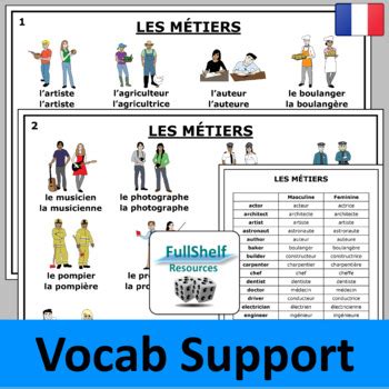 Les M Tiers French Jobs And Professions Printable Games Occupations In