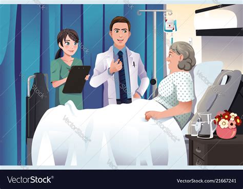 Doctor And Nurse Talking To A Patient Royalty Free Vector