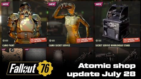Atomic Shop Update 28 July Secret Service Items Fallout76 YouTube