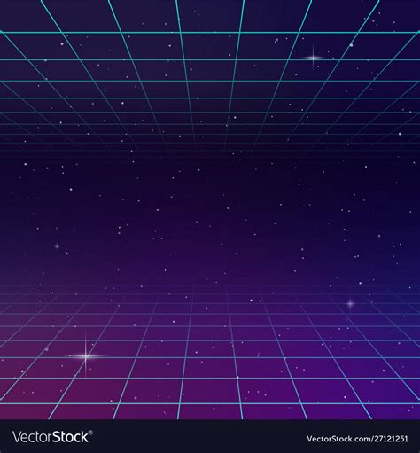 80s Retro Space Background Vintage Style Poster Vector Image