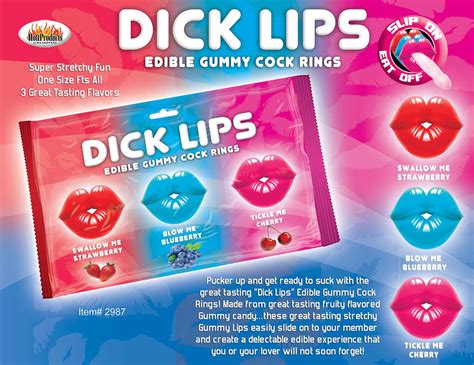Dick Lips Gummy Cock Ring 3pk Kinky Fetish Store