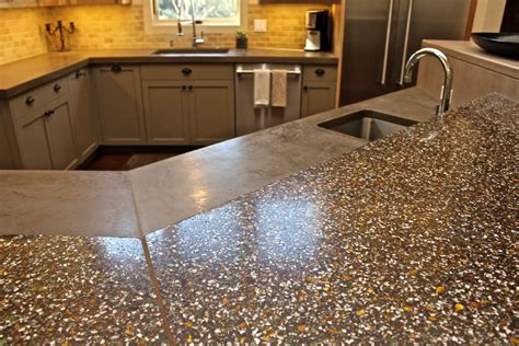 Recycled Glass And Concrete Countertop Custom Colors Contemporary Kitchen San Francisco