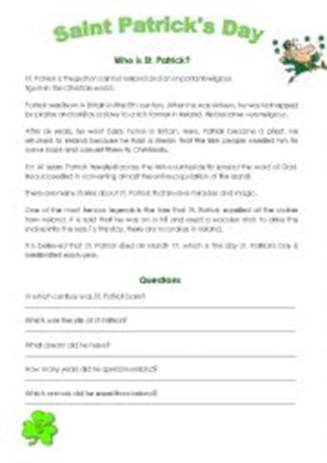 🍀 cute pot of gold st patricks day worksheets for working on letter recognition, plus a fun st patrick's day this st patricks day printable makes planning your st patrick's day for kindergarten easy and engaging for work on reading comprehension with these st patricks day worksheets. English worksheets: St Patrick Reading Comprehension