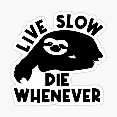 Live Slow Die Whenever Sloth Car Bumper Sticker By Chloejoyeux