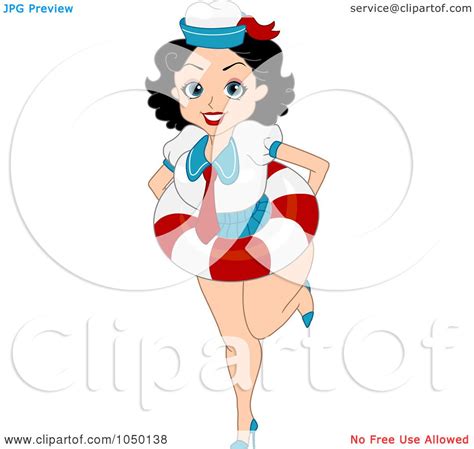 Royalty Free Rf Clip Art Illustration Of A Pinup Sailor Woman Wearing A Life Buoy By Bnp