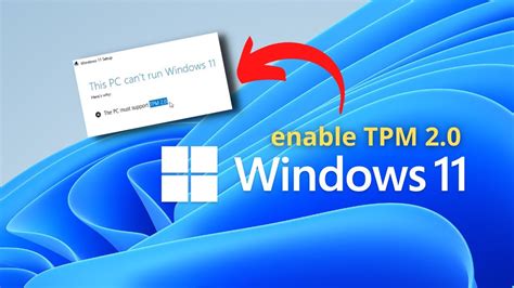 How To Enable Tpm 20 Windows 11 Installation Requirement Youtube