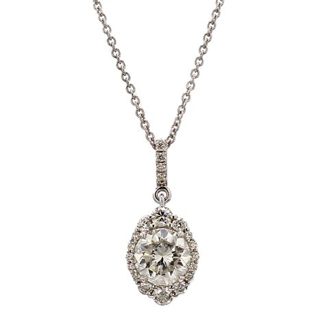 Marquise Diamond Halo Pendant Necklace In 18k White Gold Baileys