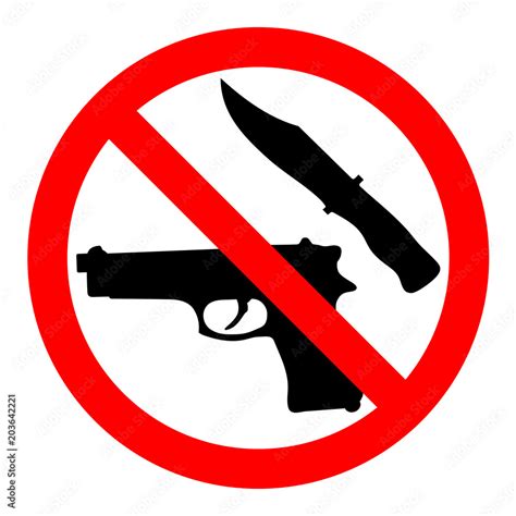 Weapon Prohibited Icon Forbidding Vector Sign No Weapons With Gun