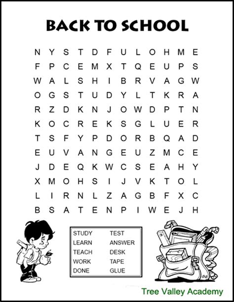 Back To School Word Search Puzzles Free Printable Word