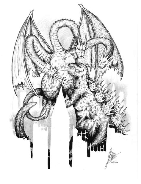 Godzilla Vs King Ghidorah By Jordanwilliamsart On Deviantart