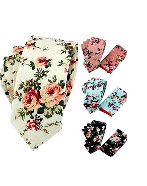 Floral Tie Wedding Tie Groomsman Necktie Sets With Pocket Squares Pink