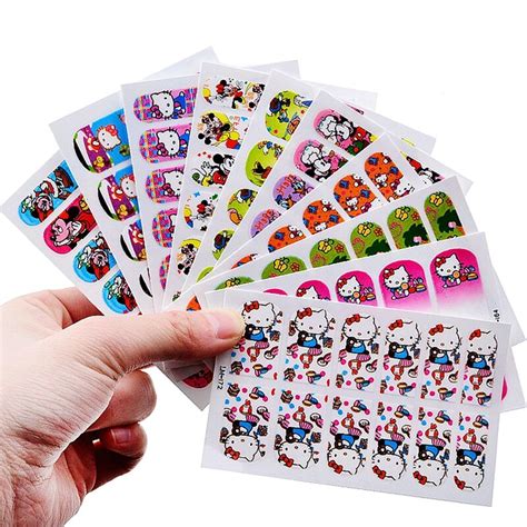 10 Sheets Lot Self Adhesive Hello Kitty Nail Sticker Decals Cartoon