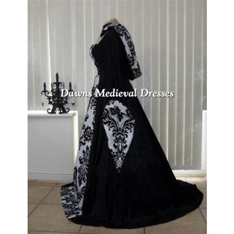 Medieval Handfasting Gothic Hooded Dress Black And White Bold Medieval