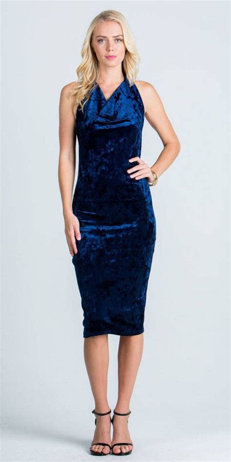 Cowl Neckline Halter Knee Length Party Dress Blush Discountdressshop