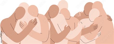 Crowd Of Naked Abstract Men And Women Hug Polyamory Concept Notions Of Polygamy Open Intimate