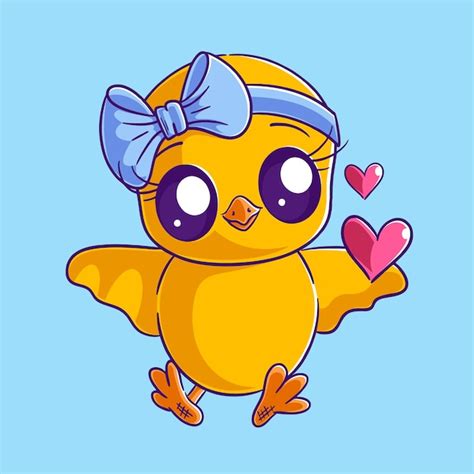 Premium Vector Cute Chicks Cartoon With Love Vector