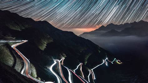 High Altitude Road Night Light Stelvio Italy 4k Hd Wallpaper