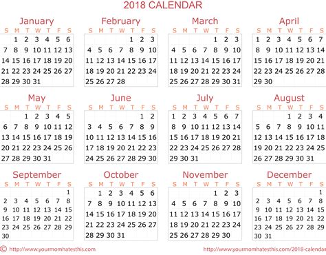 Calendario 2018 Png Trasparente Png Mart